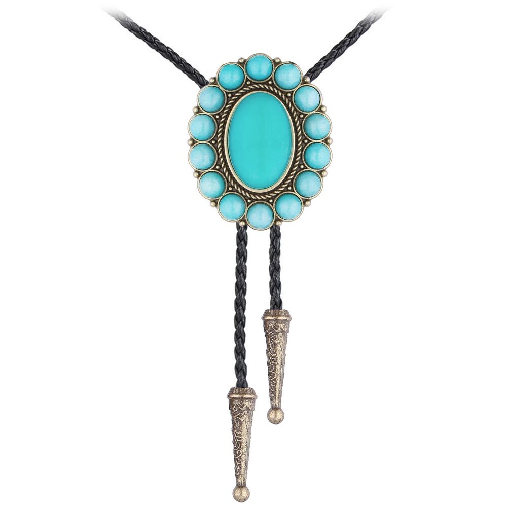 3065 Western Bolo Tie Cowboy Necktie Adjustable Black Leather Cord